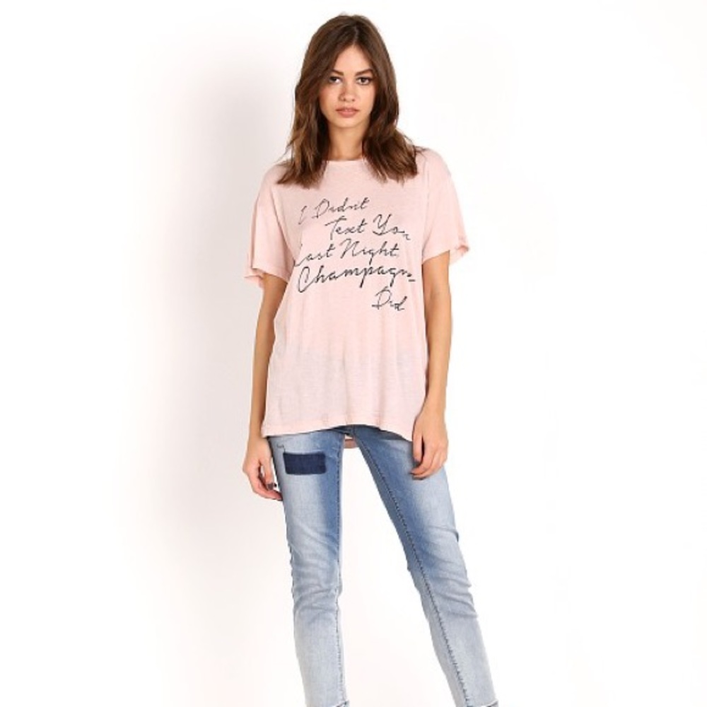 WILDFOX Drunk Text Manchester Tee in Rose Smoke